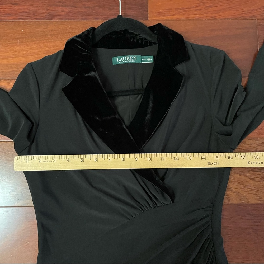 Lauren Ralph Lauren Tuxedo Dress Black Velvet Lapel Stretch Women's Sz 10P B32 - Picture 12 of 16